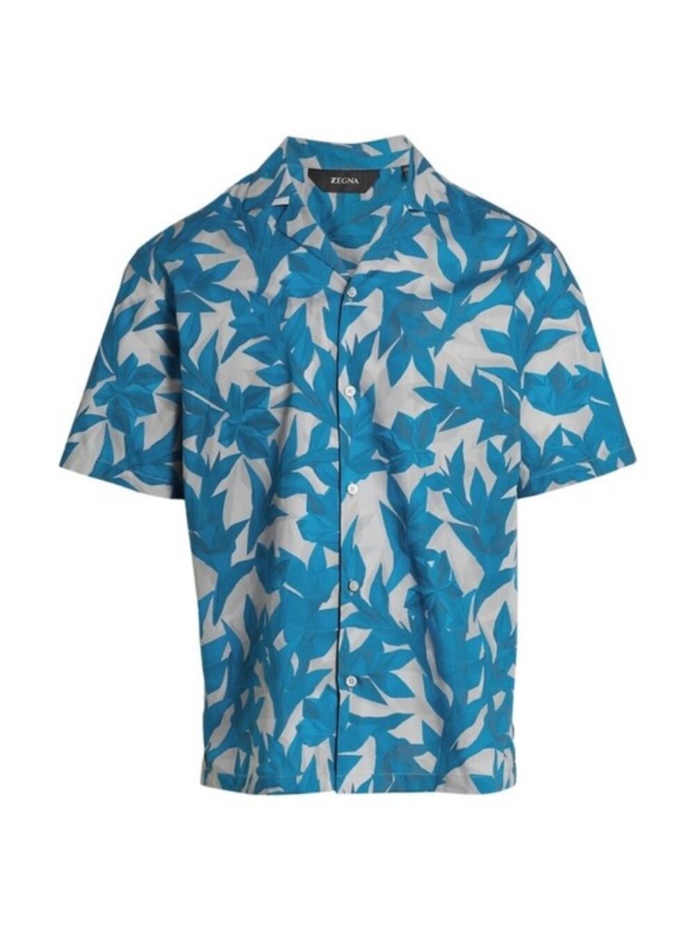 ZEGNA Floral Camp-Collar Shirt Size S $345. With Tags. Blue Stains On Shirt.